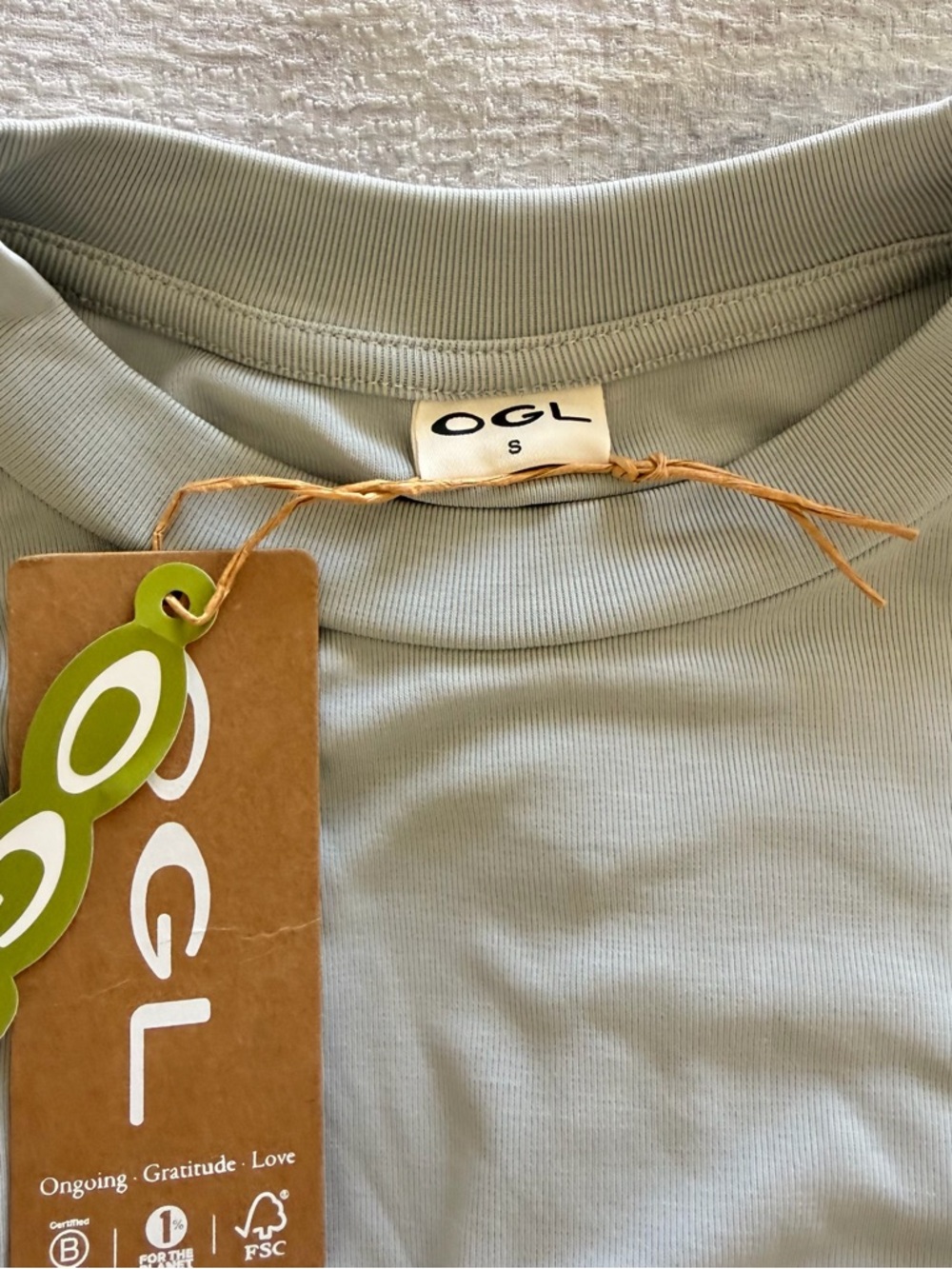 NWT! OGL Light Sage Grey Crewneck Top, Size S - Picture 2 of 8